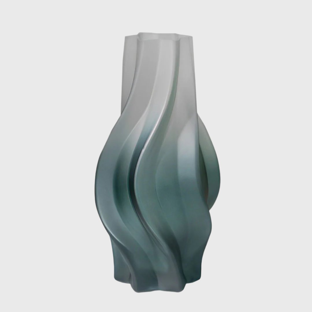 32cm Glass Vase Blue with Beautiful glass Bubble Texture Art Vases