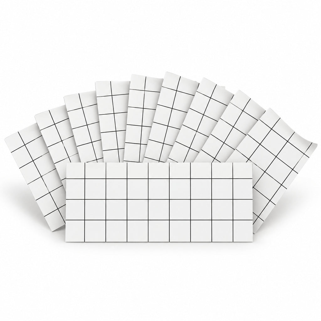 SOGA Peel & Stick Floor and Wall Tiles 30 x 60cm 10 Pack White Grid Tile Look