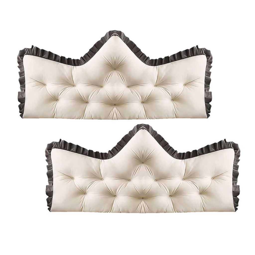 SOGA 2X 90cm Crown Pillow Tufted Cream Headboard Cushion for Bed
