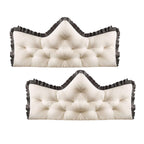 SOGA 2X 90cm Crown Pillow Tufted Cream Headboard Cushion for Bed