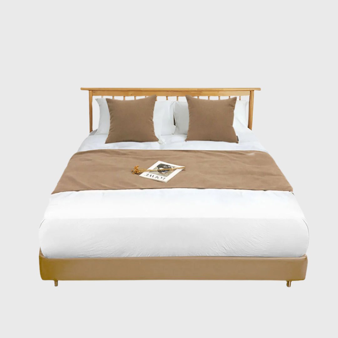 1.8m Bed Light Brown Vintage Scarf Runner Bedding Tail Pad Flag Set of 3