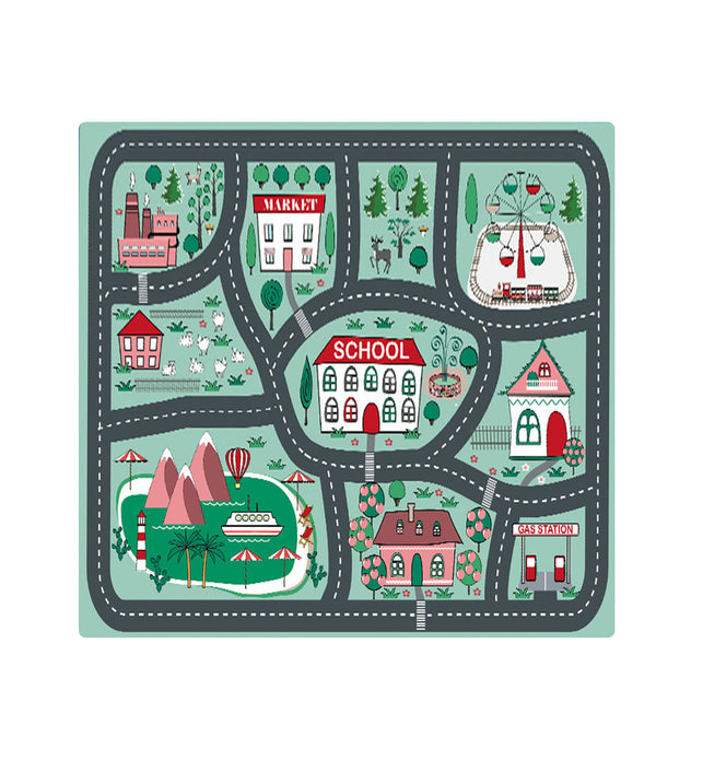 SOGA 120cm Kids Rug Street Map Play Mat Educational Baby Theme Park Area Rugs