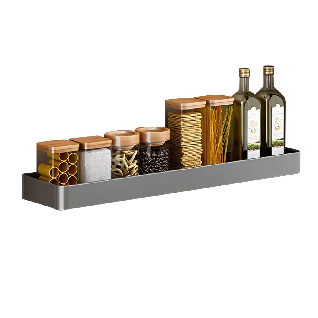 32cm Black Wall-Mounted Rectangular Kitchen Spice Storage Rack