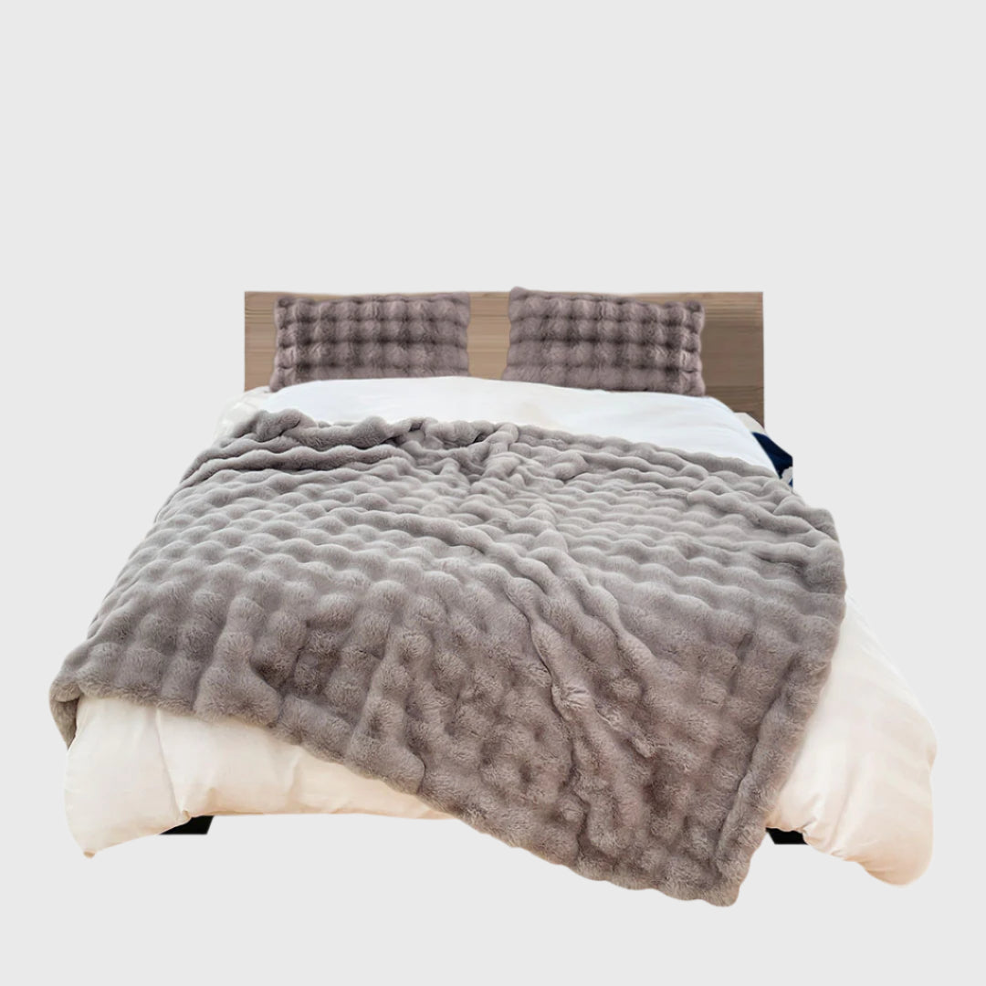 SOGA 200cm Grey Fur Fuzzy Super Soft and Cozy Fluffy Throw Blanket