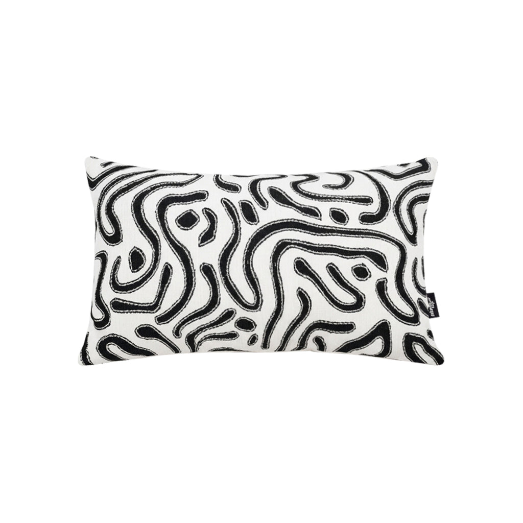 SOGA 30cm Black White Abstract Swirl Pattern Decorative Throw Pillow