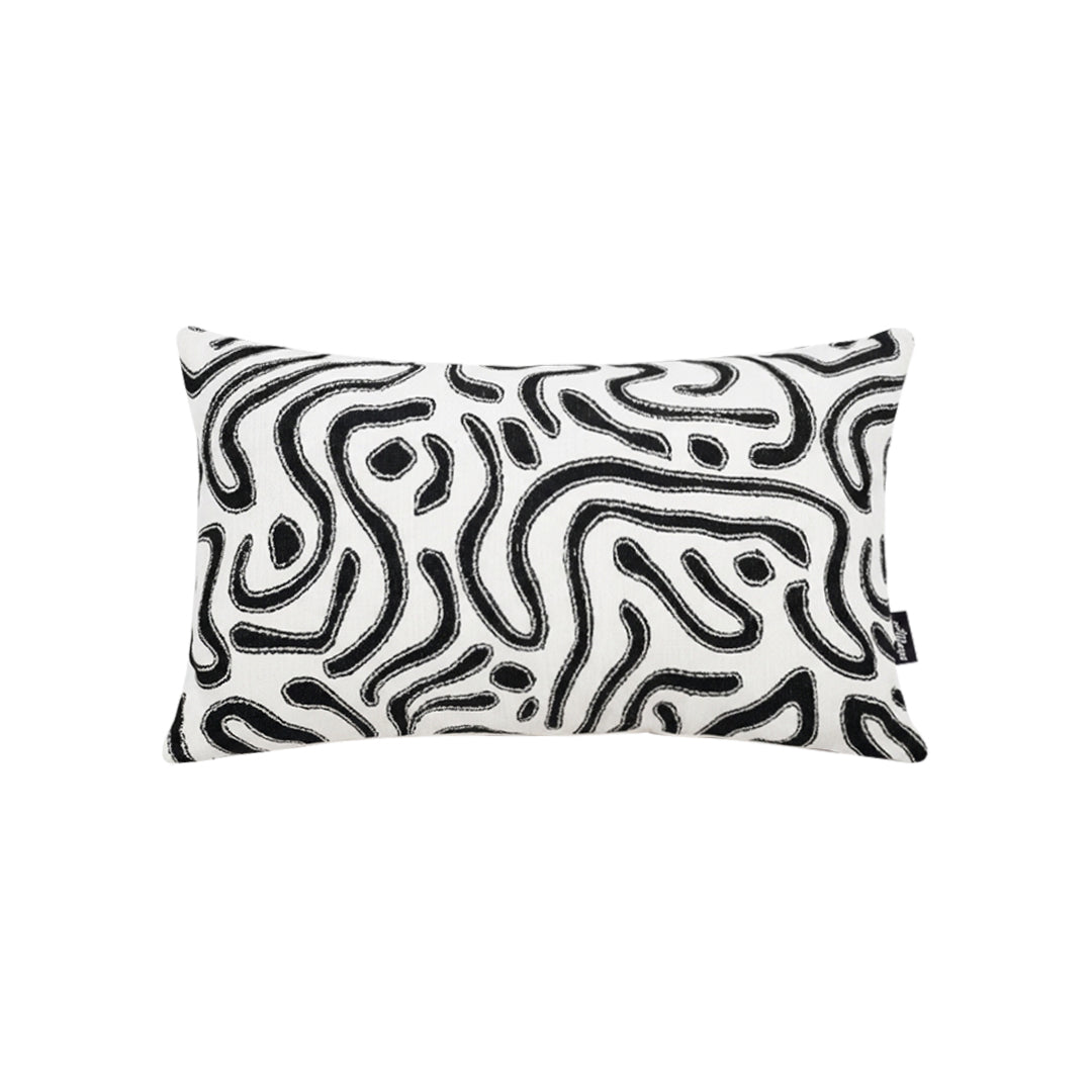 SOGA 30cm Black White Abstract Swirl Pattern Decorative Throw Pillow