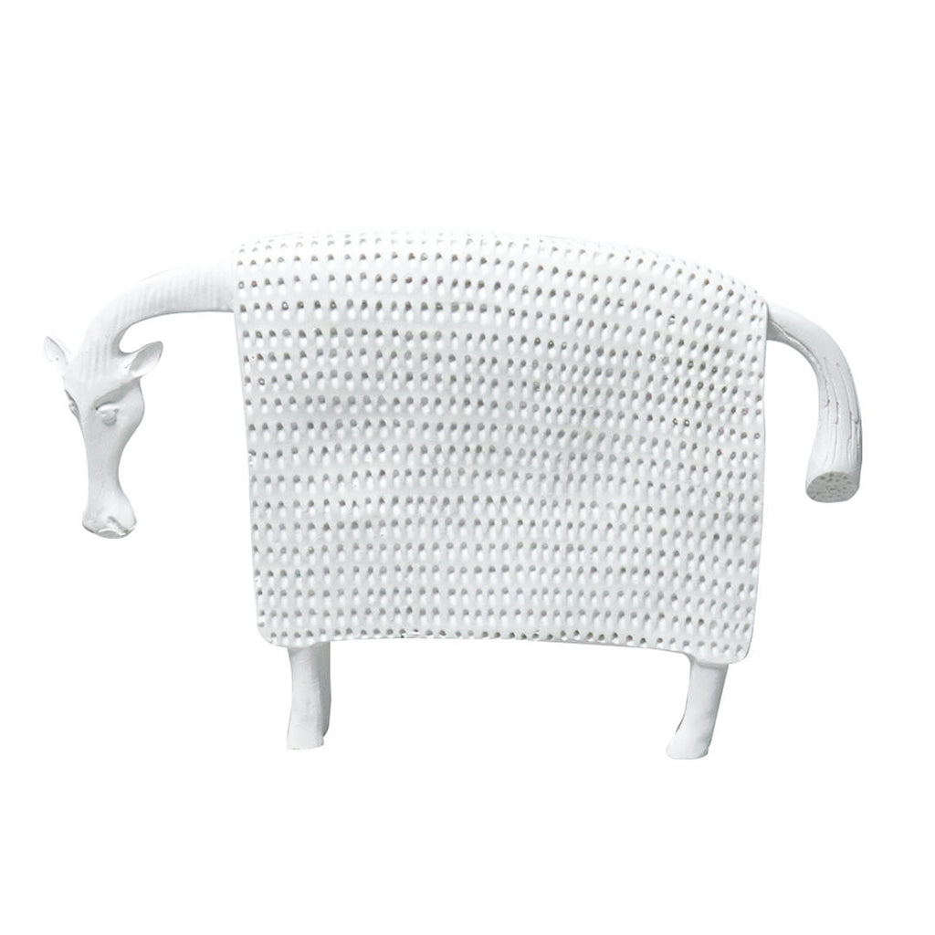 SOGA 24cm White Cow Sculpture with Dotted Pattern in Resin for Modern Home Décor