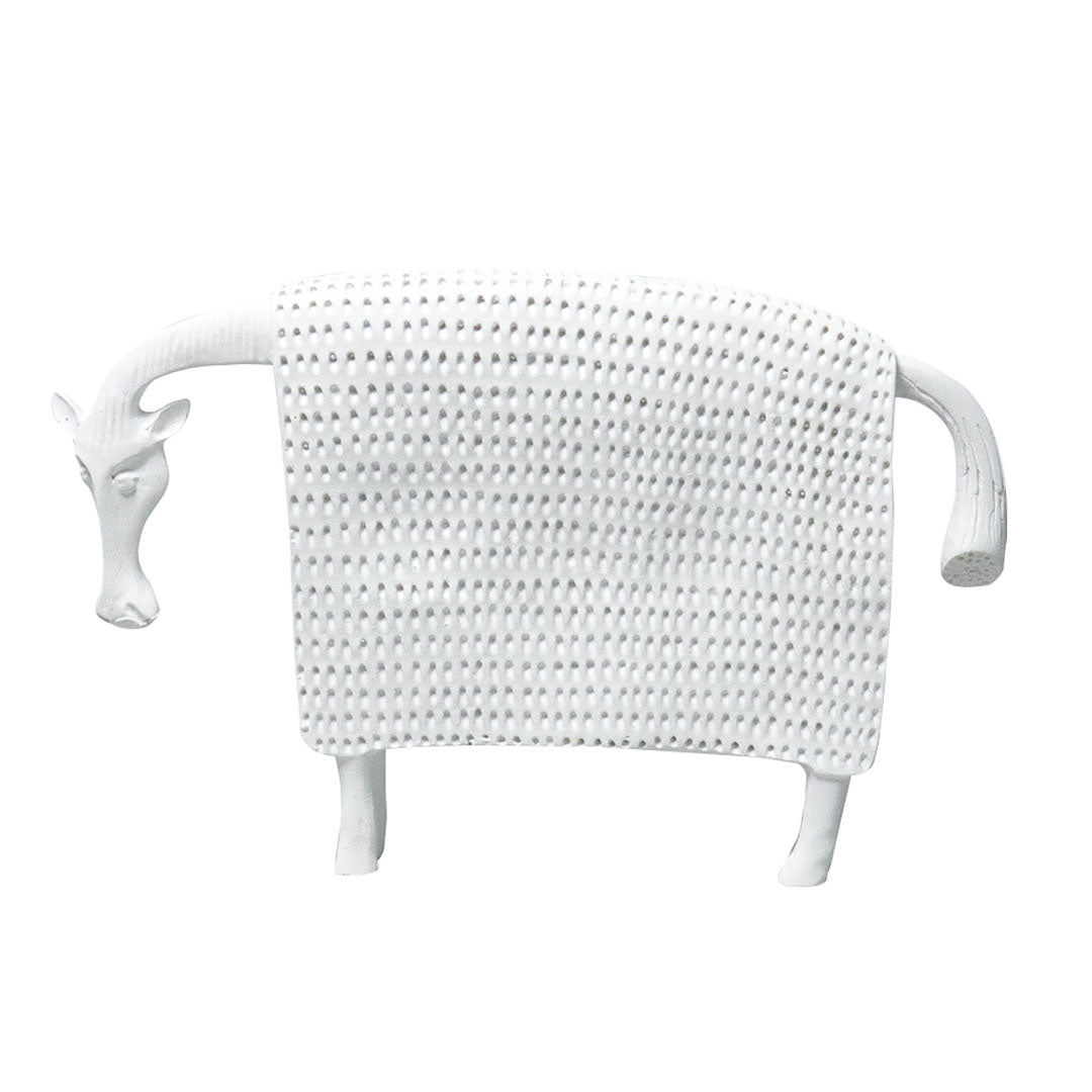 SOGA 24cm White Cow Sculpture with Dotted Pattern in Resin for Modern Home Décor