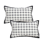 SOGA 2X 35cm Moroccan Black Cross Pattern Black Trim Throw Pillow