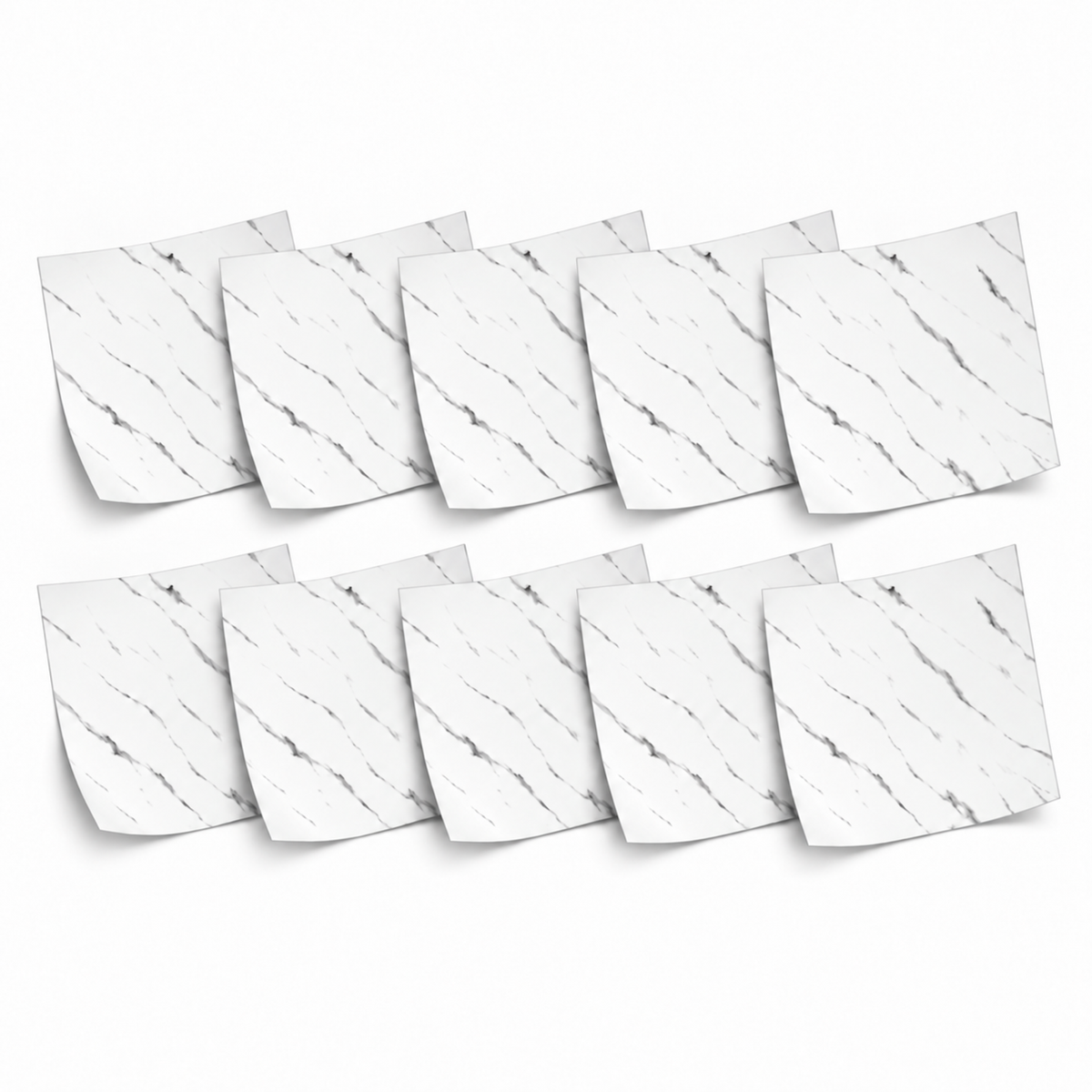SOGA Peel & Stick Floor and Wall Tiles 30 x 30cm 10 Pack White Faux Marble