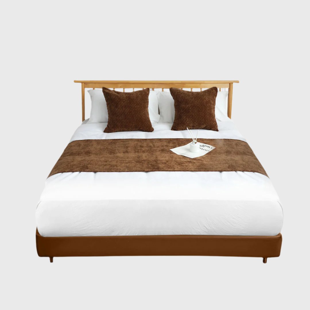 70cm Chocolate Bed Wabi-sabi Elegant Japanese Style for Bed Set of 3