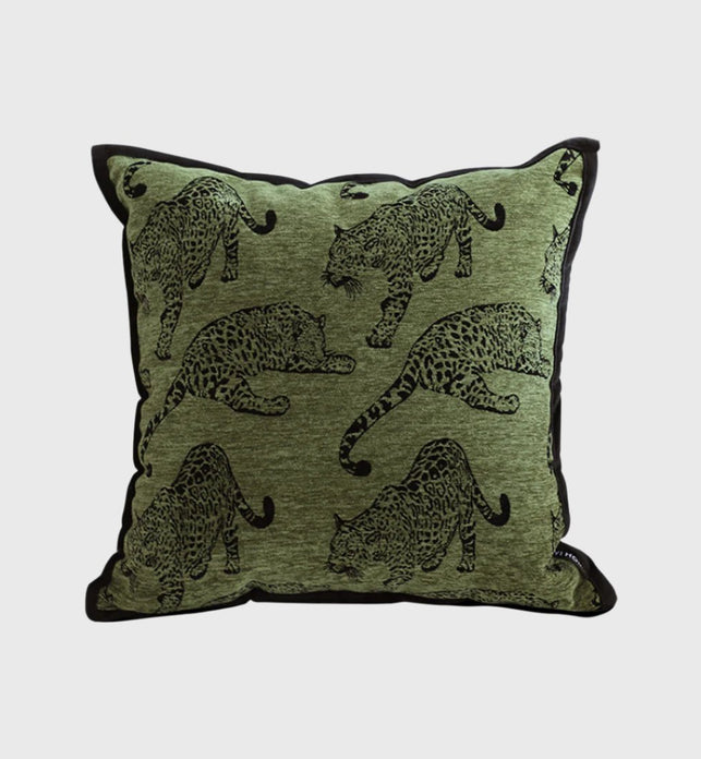 40cm Throw Pillow Green Leopard