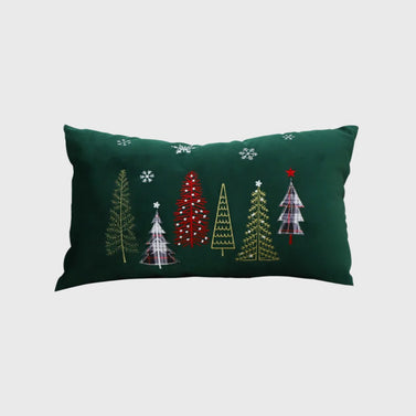 30cm Throw Pillow Dark Green Christmas Forest