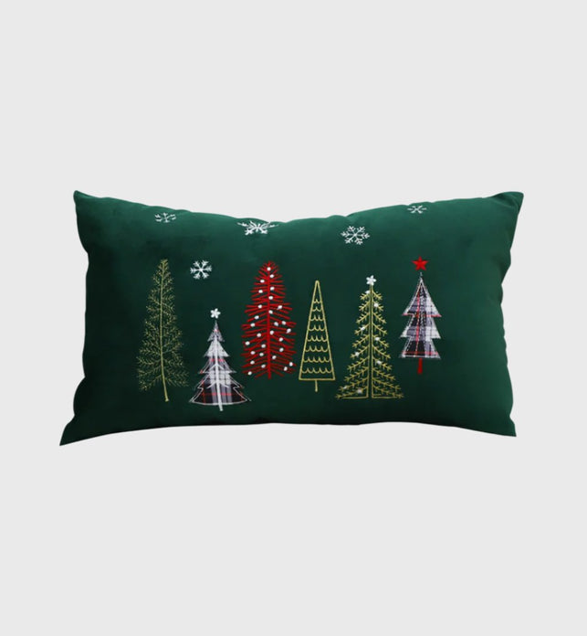 30cm Throw Pillow Dark Green Christmas Forest