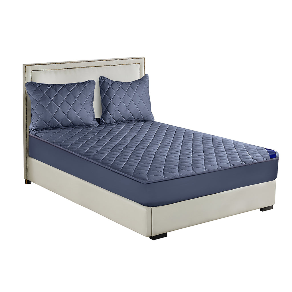 183cm Blue Wide Cross-Hatch Mattress Cover