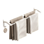 52cm White Wall-Mounted Double Pole Towel Holder with Hooks
