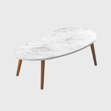 SOGA 80x40cm White Stone Pattern Living Room Nordic  Coffee Table Modern Style