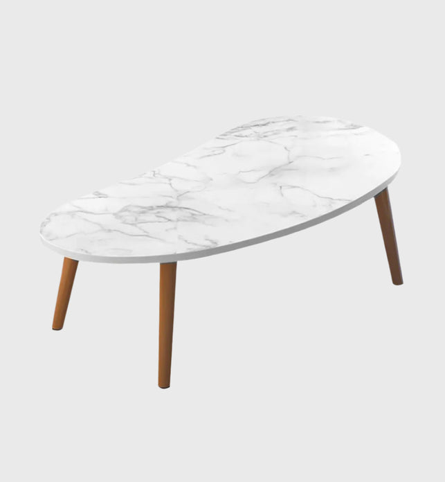 SOGA 80x40cm White Stone Pattern Living Room Nordic  Coffee Table Modern Style