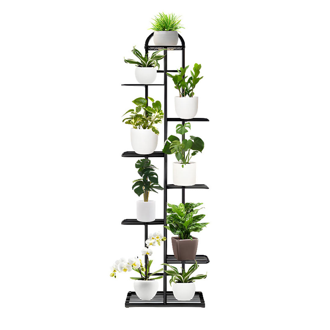 8 Tier Black Metal Plant Flowerpot Display Rack