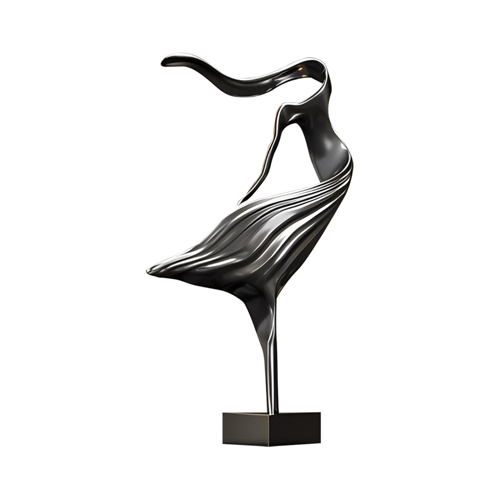 SOGA 65cm Black Modern Abstract Dancer Sculpture with Black Base for Home Décor