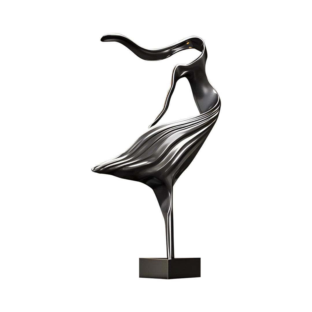 SOGA 65cm Black Modern Abstract Dancer Sculpture with Black Base for Home Décor
