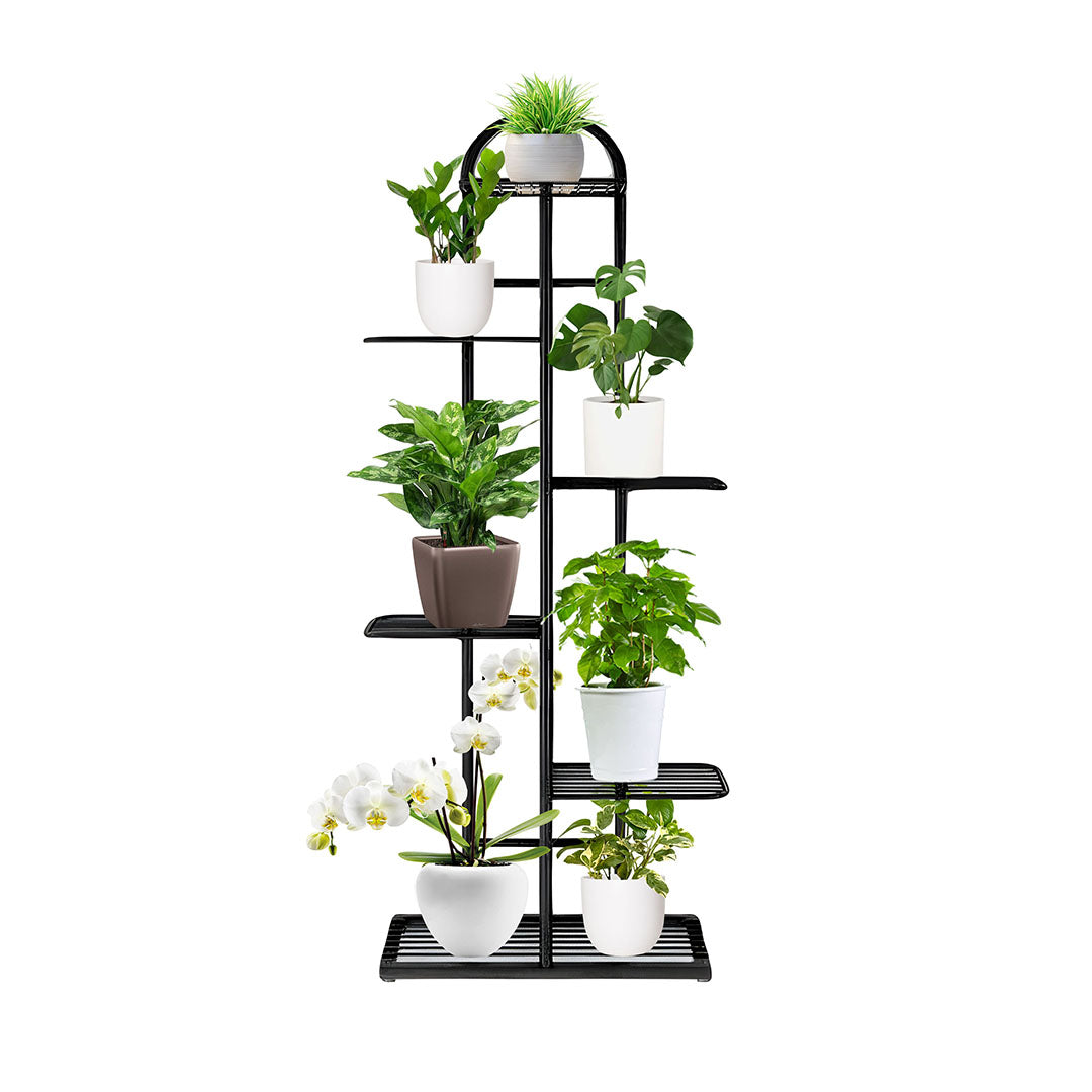 6 Tier Black Metal Plant Flowerpot Display Rack