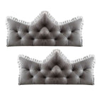 SOGA 2x120cm Crown Pillows Tufted Grey Headboard Cushion Set