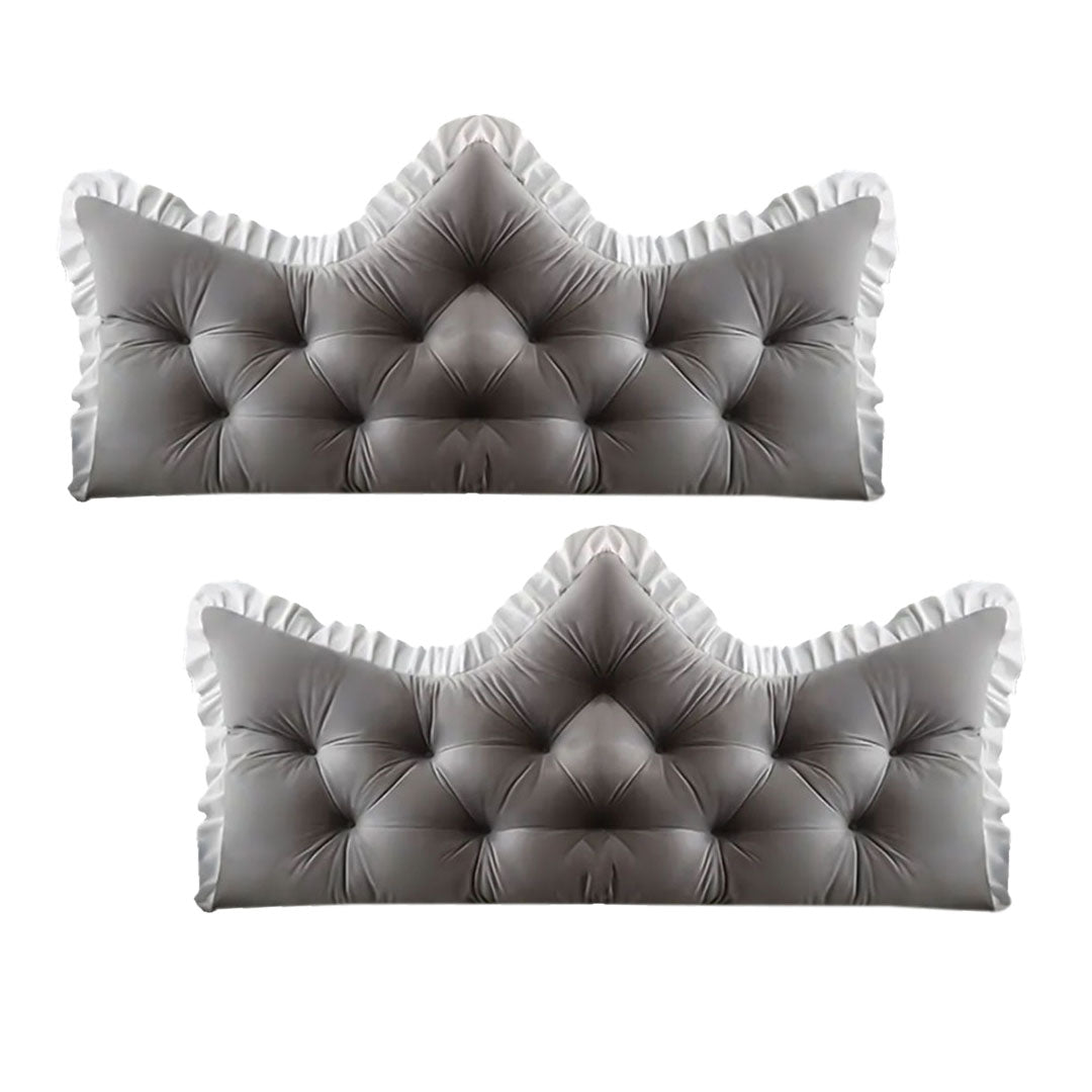 SOGA 2x120cm Crown Pillows Tufted Grey Headboard Cushion Set