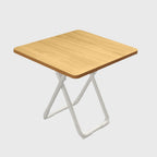 80cm Wood Color Board Square Table with White Legs