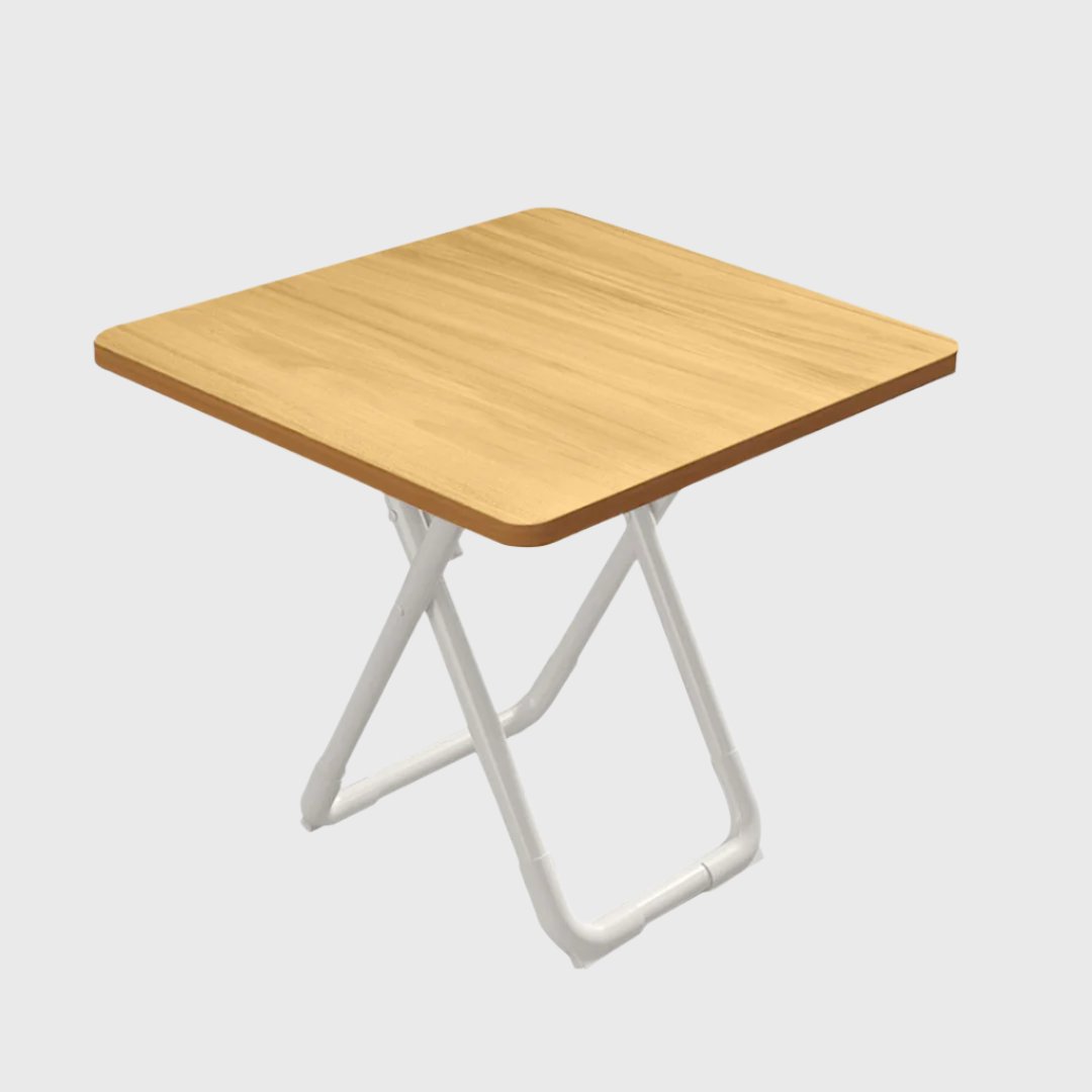 80cm Wood Color Board Square Table with White Legs