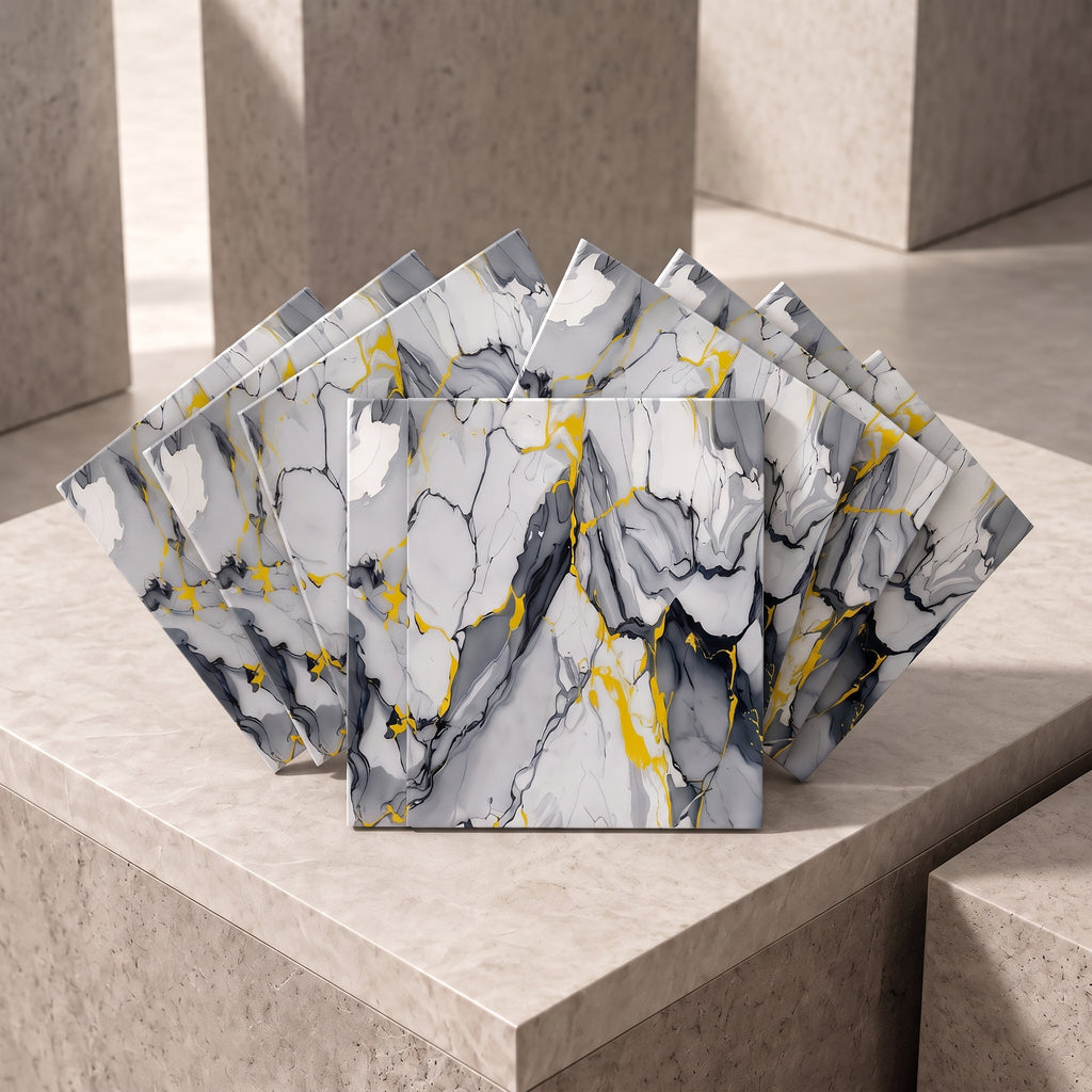 SOGA Peel & Stick Floor and Wall Tiles 30 x 30cm 10 Pack Blue Agate Faux Marble