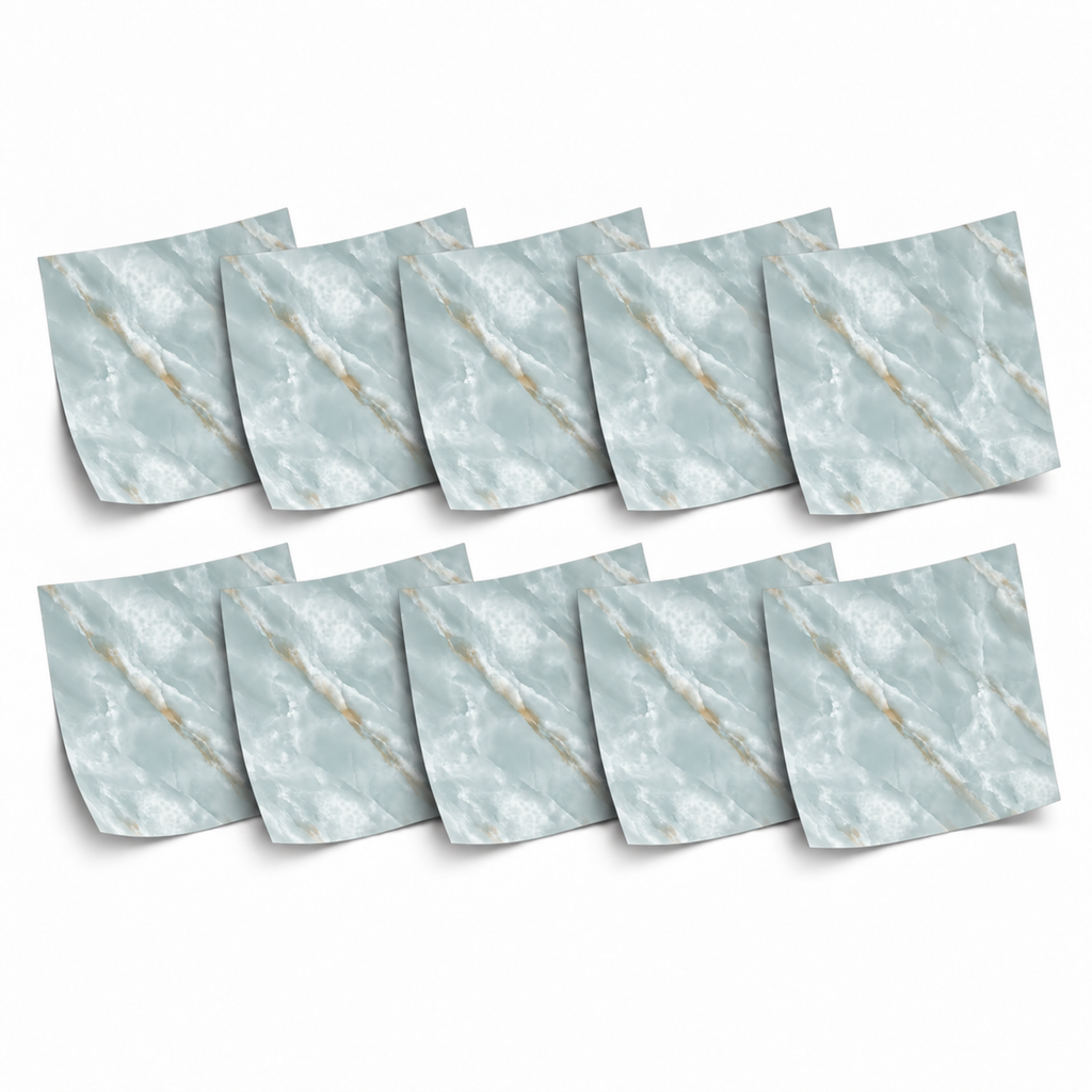 SOGA Peel & Stick Floor and Wall Tiles 30 x 30cm 10 Pack Jade Faux Marble