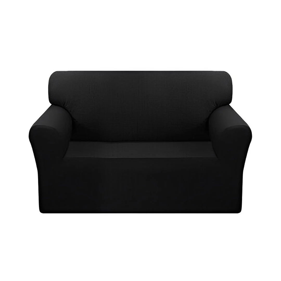 High Stretch 2-Seater Black Sofa Slipcover