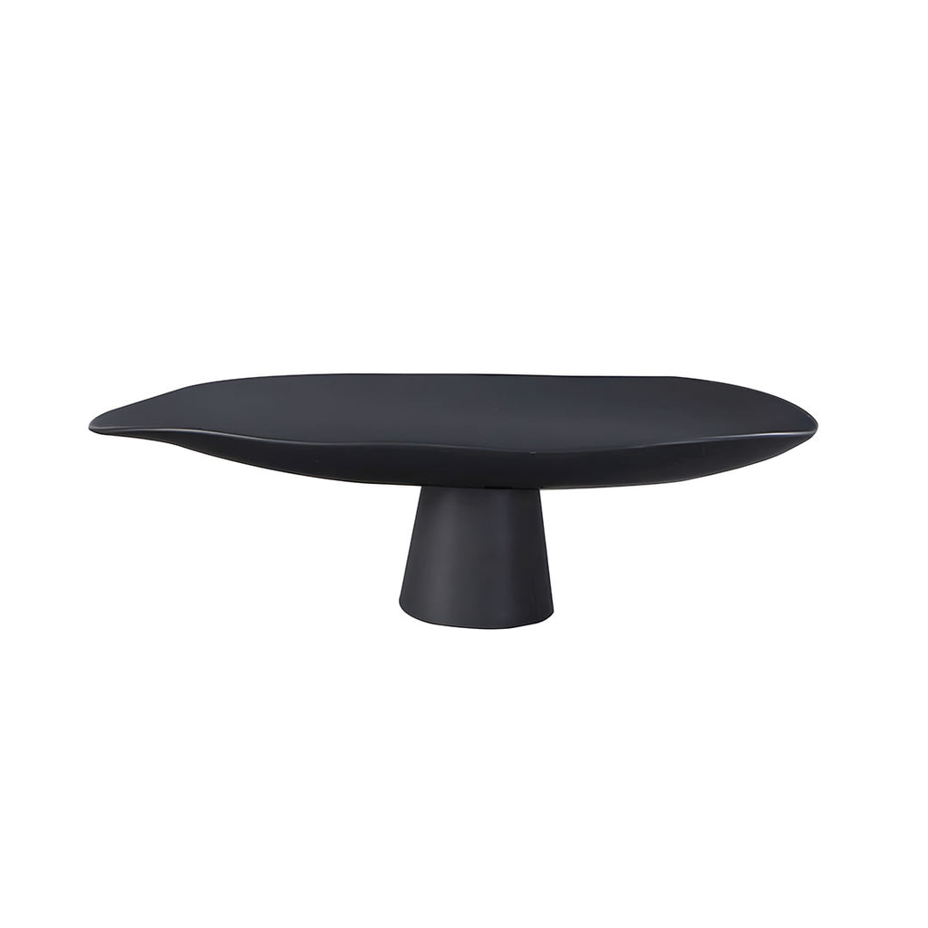 SOGA 46cm Black Ceramic Decorative Plate on Pedestal Stand