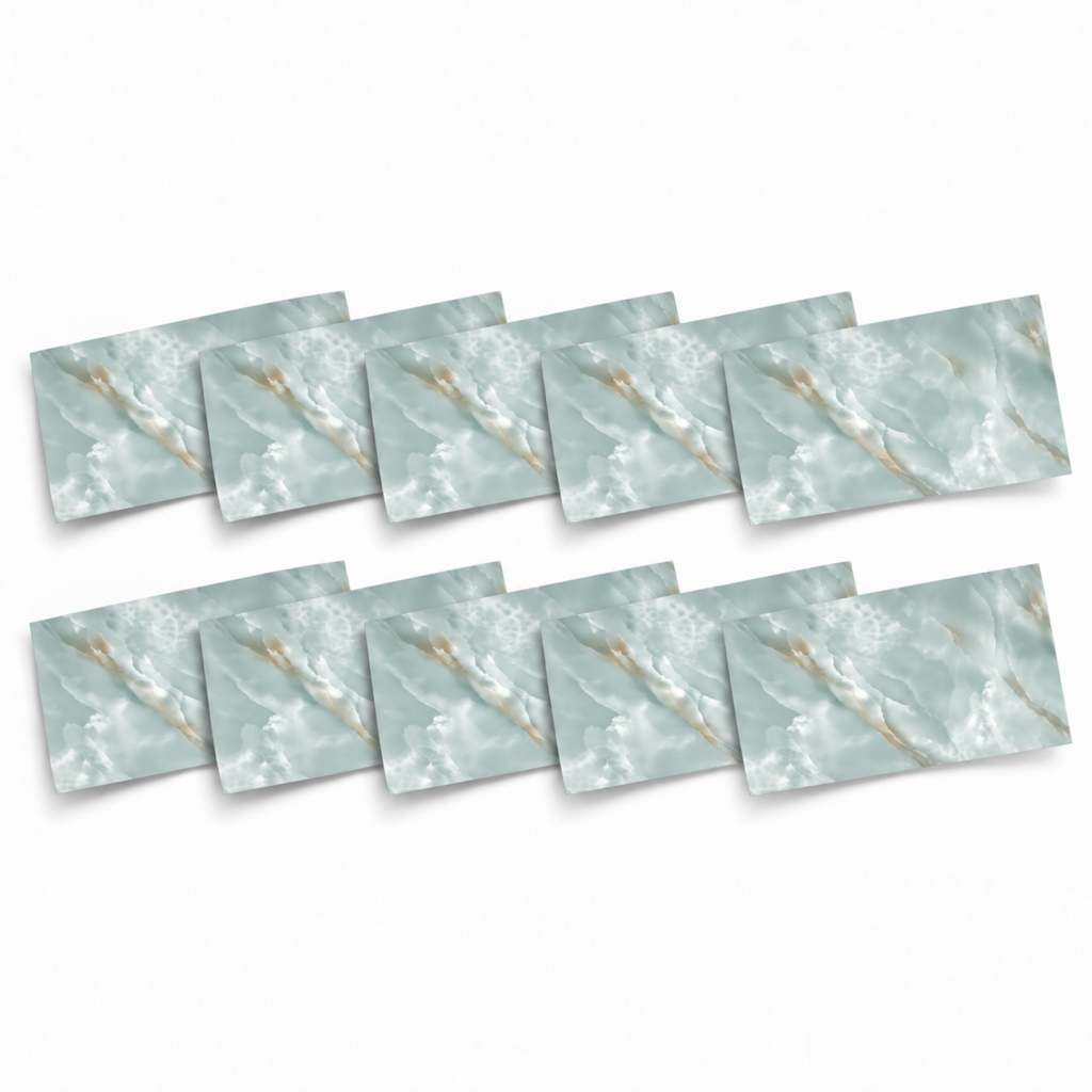 SOGA Peel & Stick Floor and Wall Tiles 30 x 60cm 10 Pack Jade Faux Marble