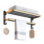 62cm Wall-Mounted Double Pole Towel Holder with Hooks