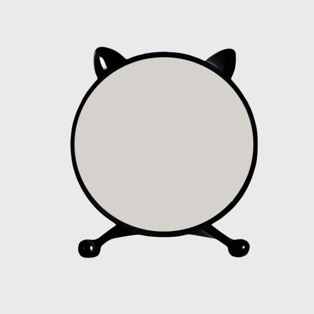 SOGA 30cm Black Smart Makeup Bedroom Table Mirror Cat Ear Style No LED Light