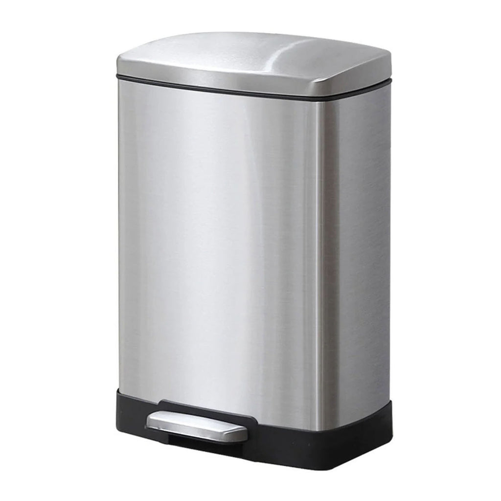 Rectangular 12L Stainless Steel Foot Pedal Recycling Bin for Garbage Silver