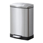 Rectangular 12L Stainless Steel Foot Pedal Recycling Bin for Garbage Silver