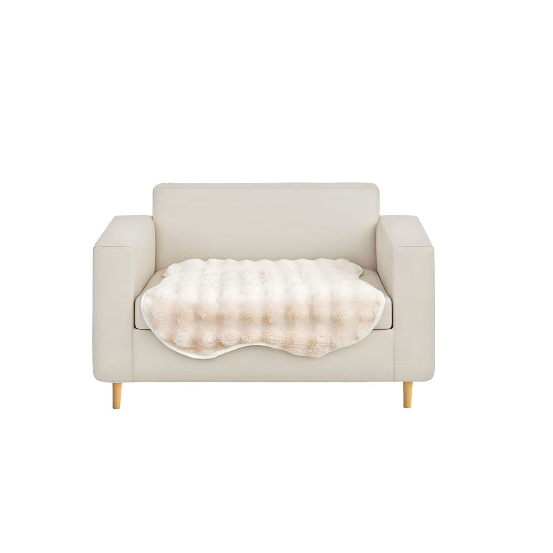 SOGA One-seater Cream Faux Fur Throw Blanket 90x90cm Polyester