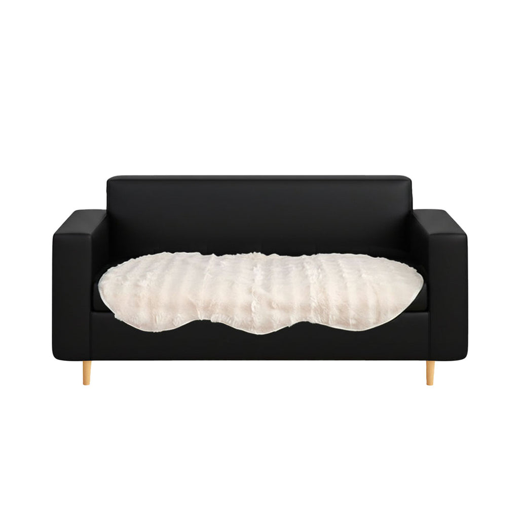 SOGA Three-seater White Faux Fur Throw Blanket 90x210cm Polyester