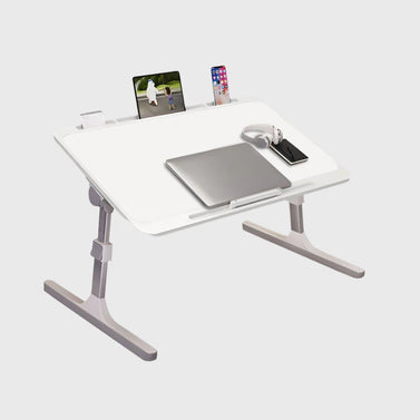 SOGA 70X45cm White Small Laptop Bed Portable Foldable Study Table Adjustable