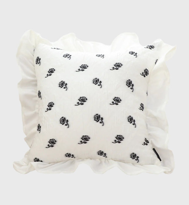 45cm Throw Pillow  White Ruffled Square