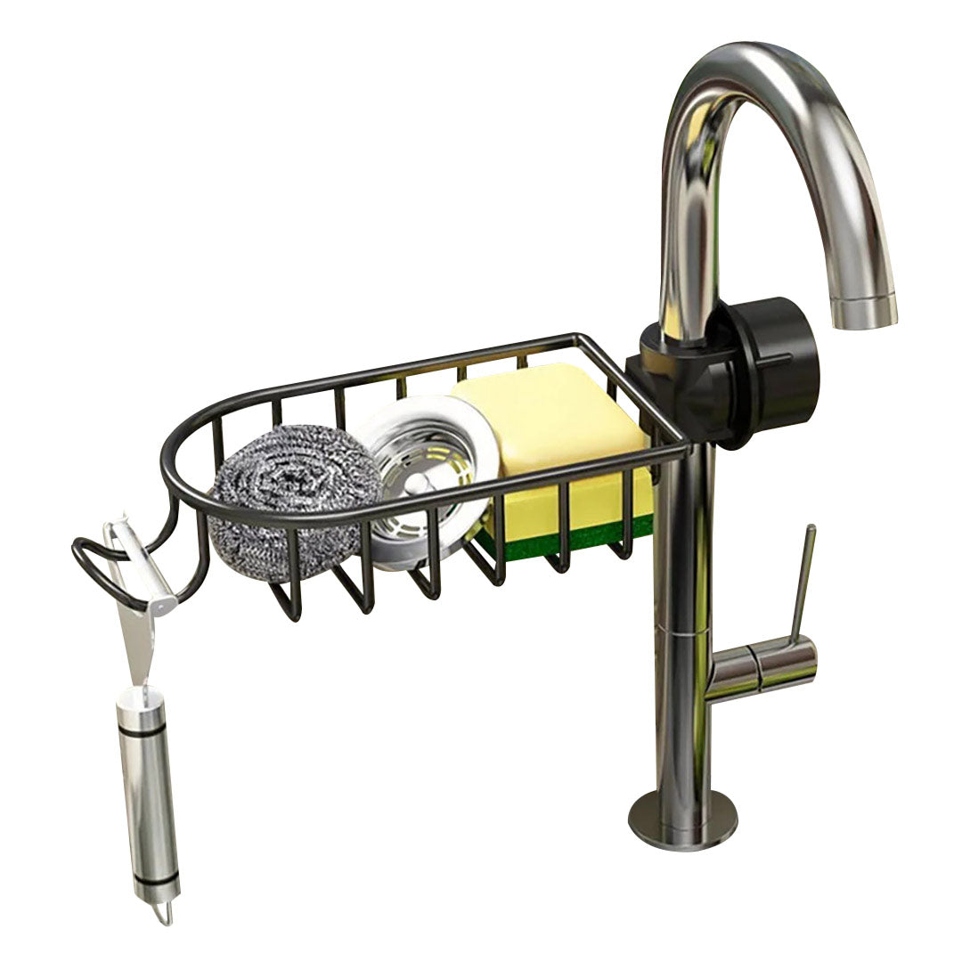 Black Single Kitchen Sink Faucet Organiser