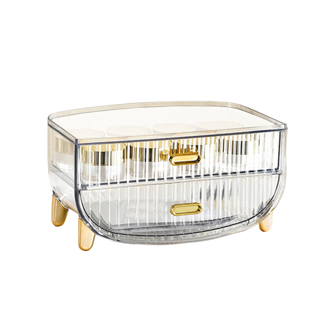2 Tier Transparent Multifunctional Countertop Cosmetic Storage Organiser