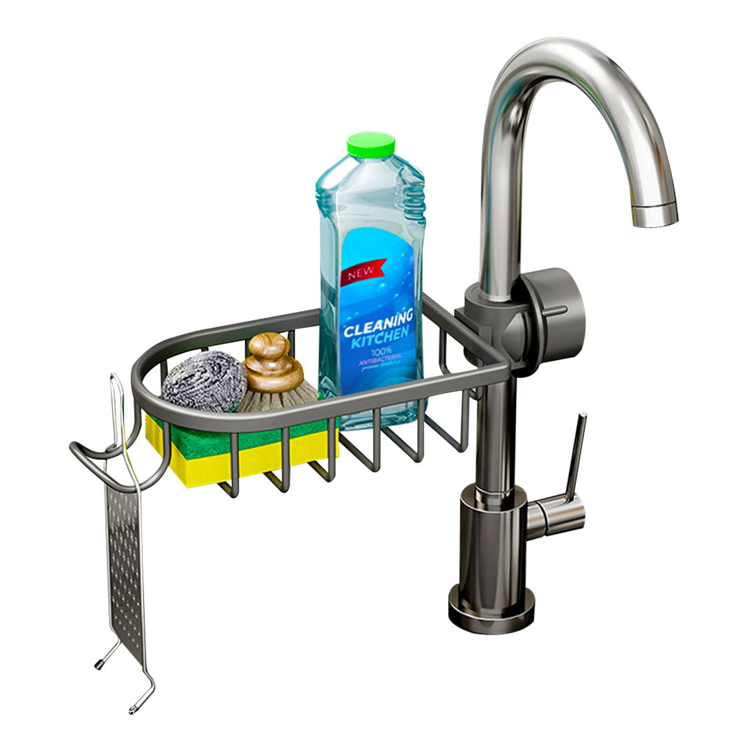 Dark Grey Single Kitchen Sink Faucet Organiser