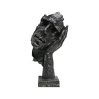SOGA 29cm Black Resin Sculpture Resting Face on Hand Design Modern Art for Home Décor
