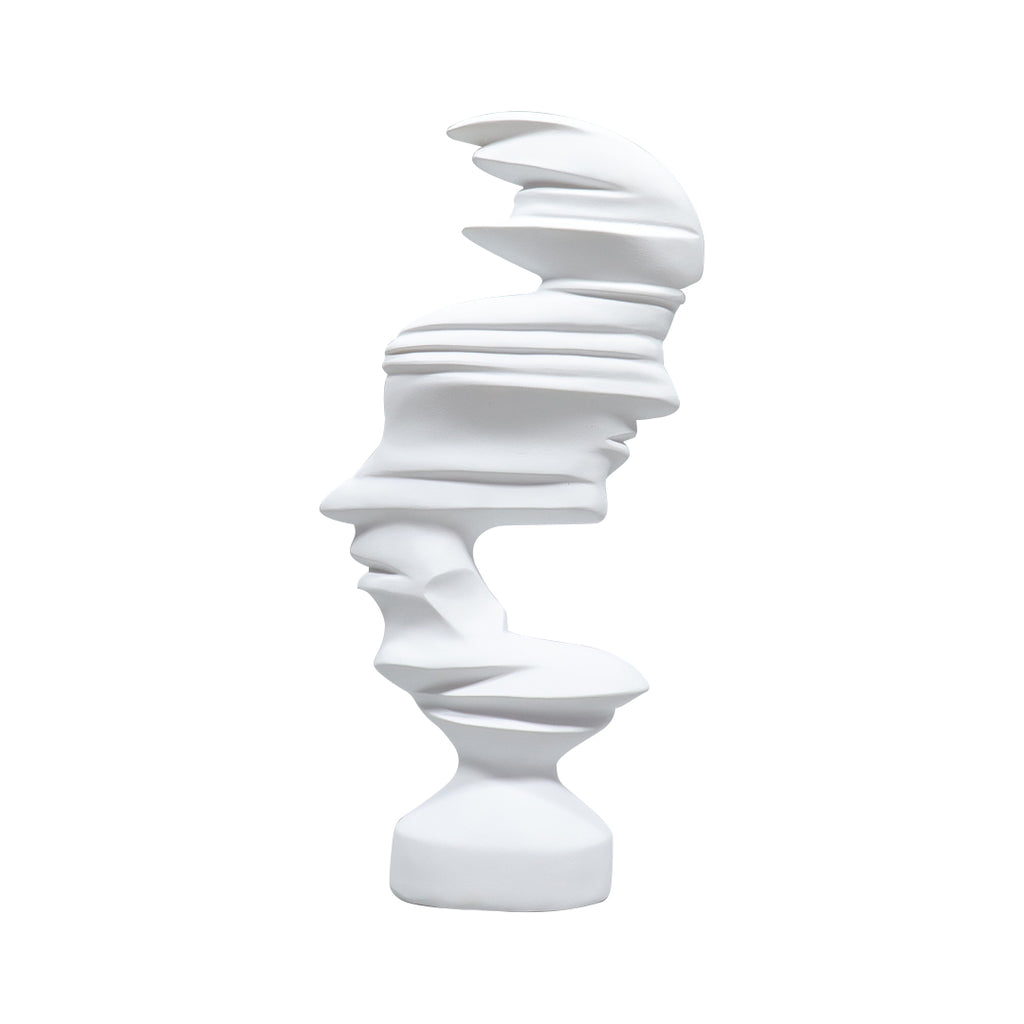 SOGA 44cm White Dual-Face Resin Sculpture Modern Abstract Art Accent for Home Décor