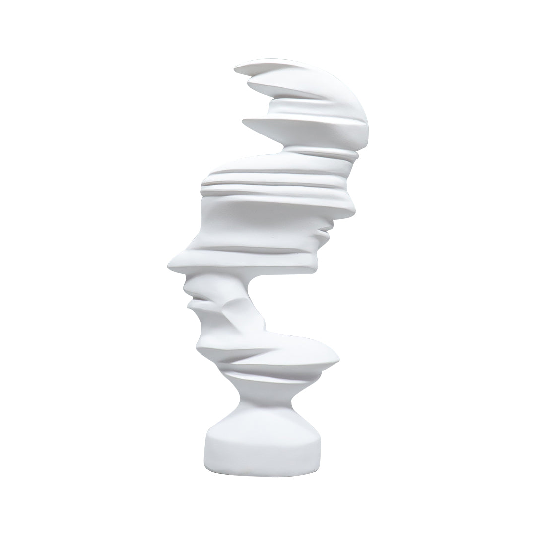 SOGA 44cm White Dual-Face Resin Sculpture Modern Abstract Art Accent for Home Décor