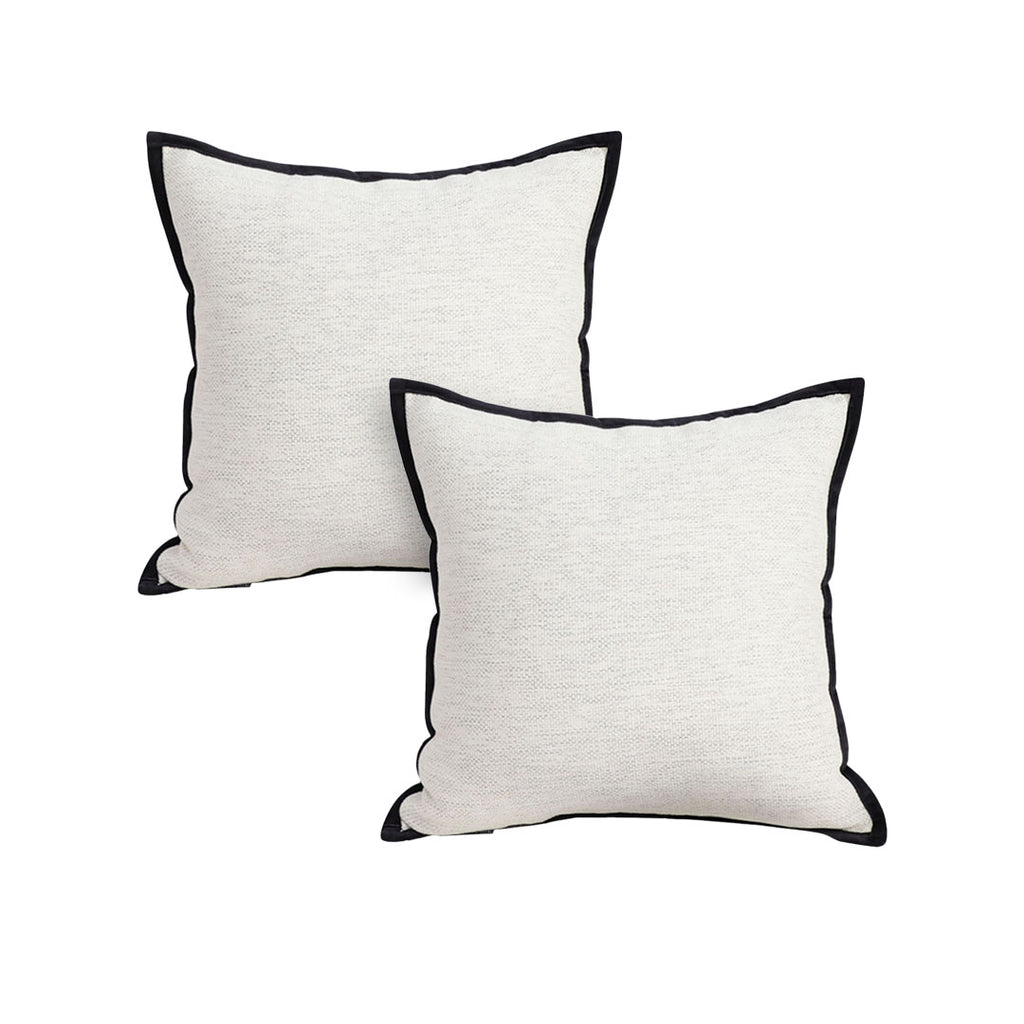 SOGA 2X 50cm Classic Natural Linen Black Piped Edge Throw Pillow